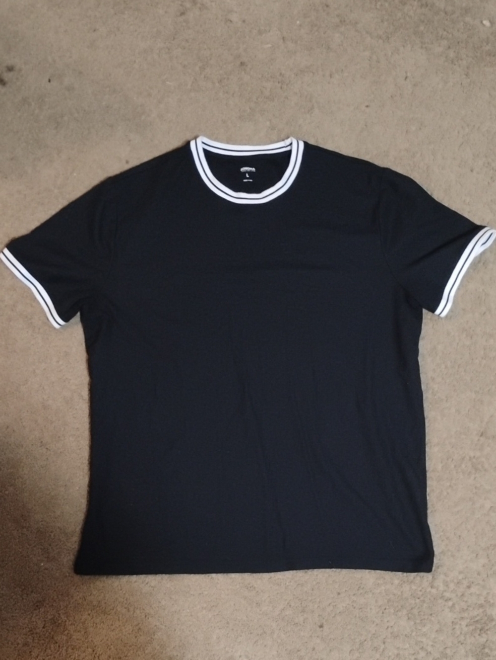 Men's Sonoma Black Ringer Crew Neck T-Shirt with White Trim